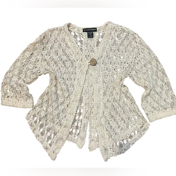 Mirror Image Sweaters - Cream Knit Cardigan Boho Vintage 
Cardigan Sz PS